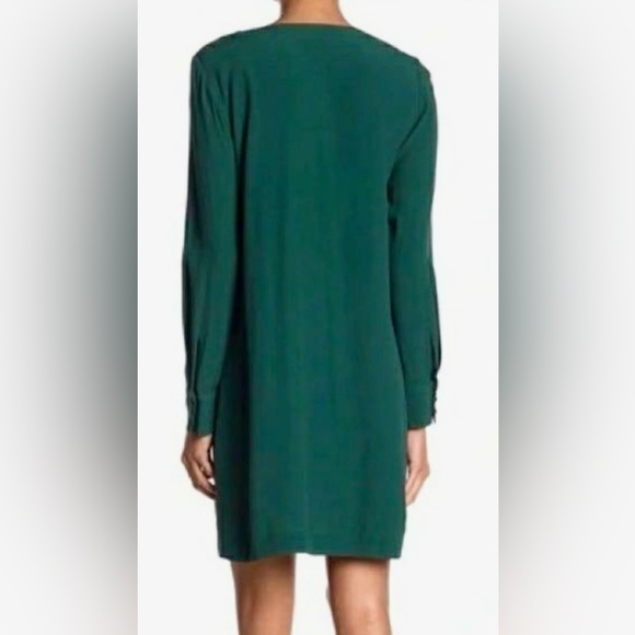 Madewell Long Sleeve Novel Clustered Button Front Shift Dress in Smokey Spruce - Picture 5 of 7